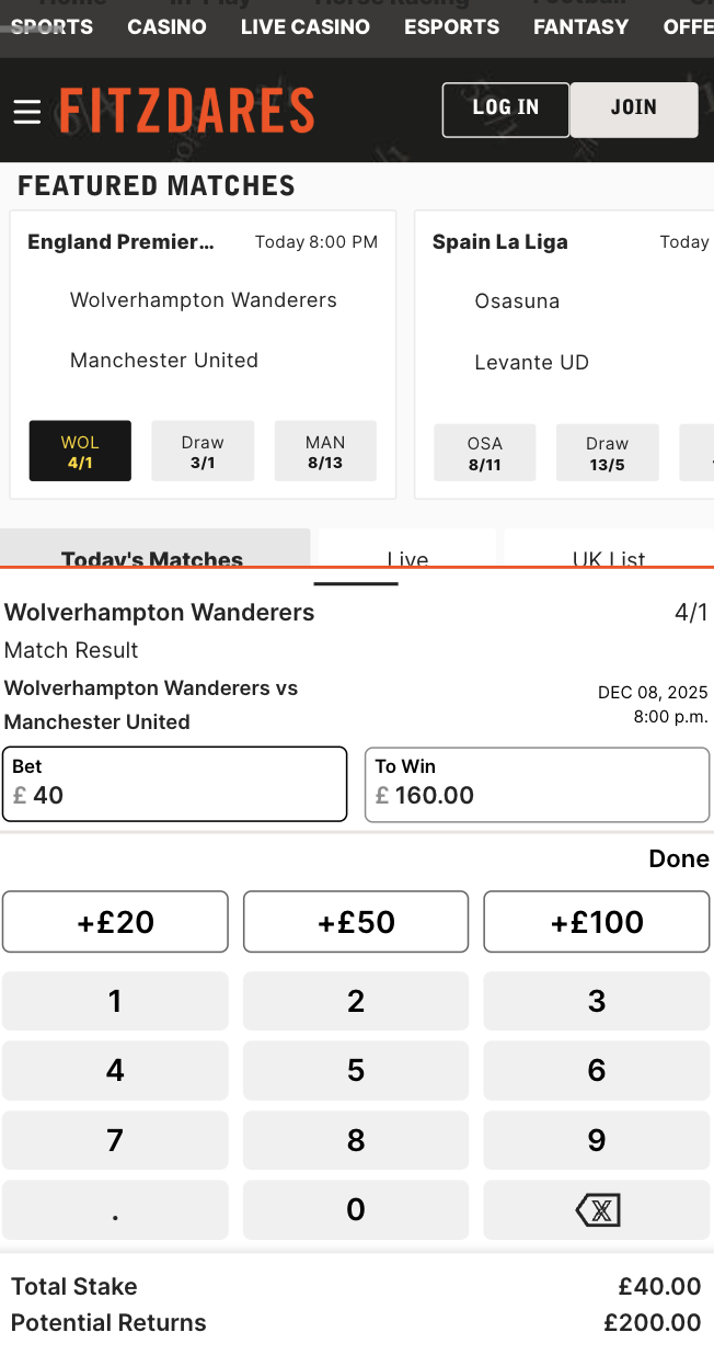 Fitzdares Qualifying Bet Example
