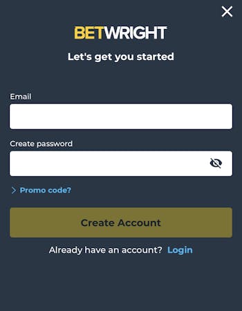 Betwright sign up screen