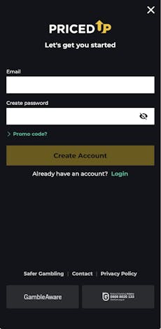 App - Pricedup - Sign up 1