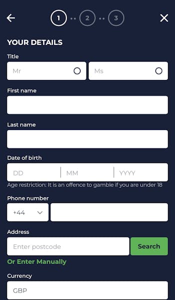 Bestodds sign up form 1