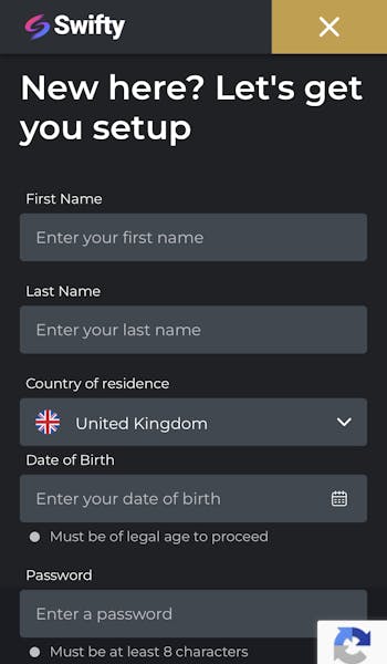 Swifty Sports Sign Up Form