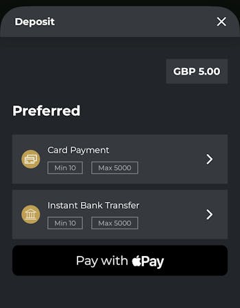 Swifty Sports - Deposit Payment Method