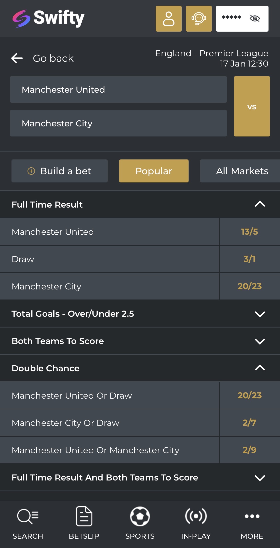 Swifty App - Sports Fixture