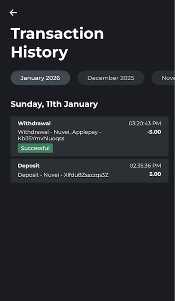 Swifty Sports - Transaction History