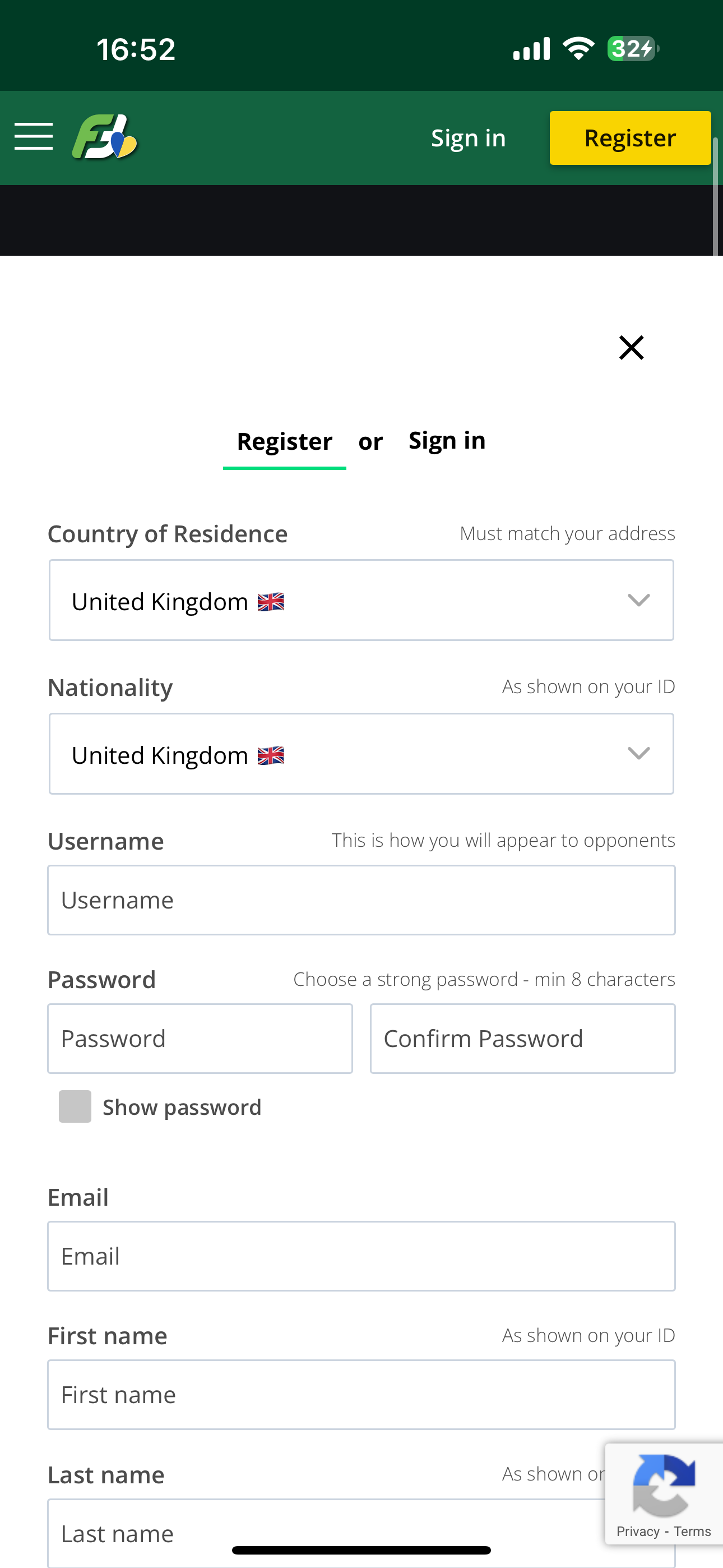 FanTeam Register Sign-Up 1