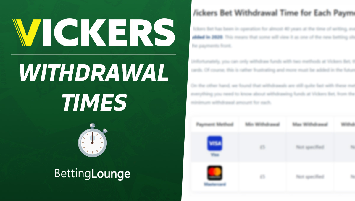 Vickers Bet withdrawal time