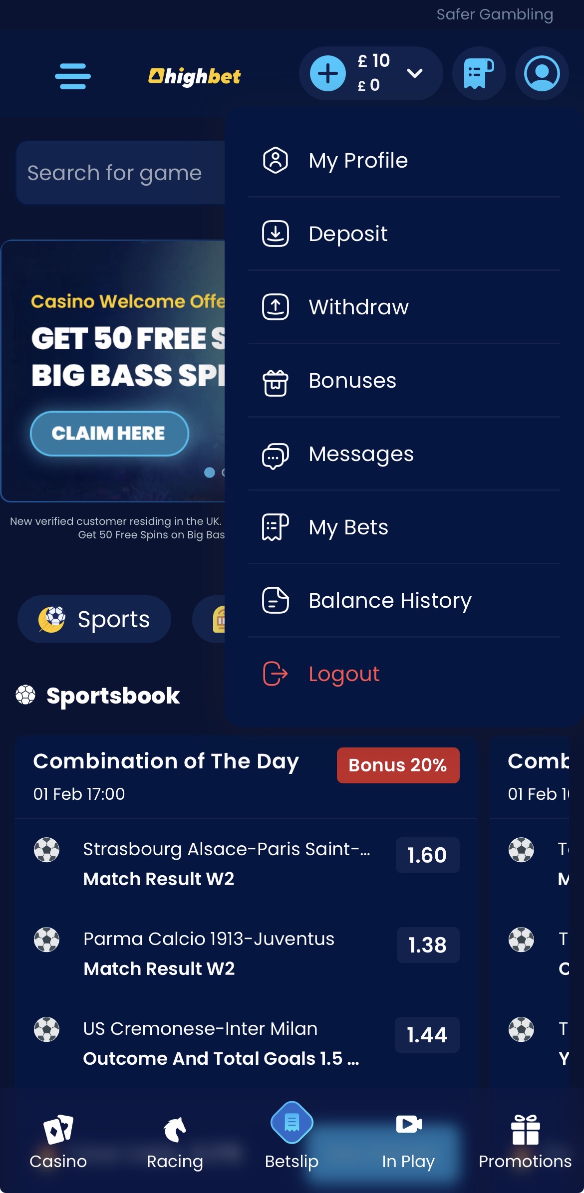Highbet app - Withdrawal 1