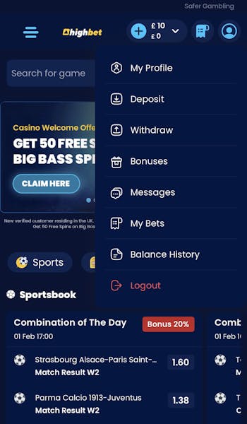 Highbet app - Withdrawal 1