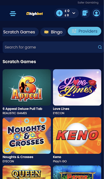 Highbet app - Casino Lobby.png