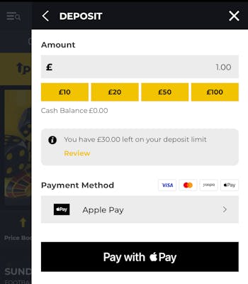 PricedUp deposit amount & methods
