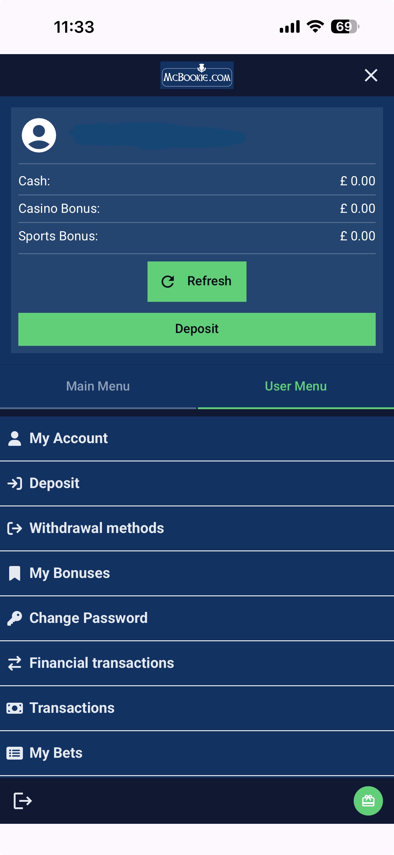 McBookie User Profile