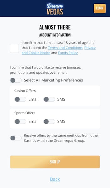Dream Vegas App Sign Up 4