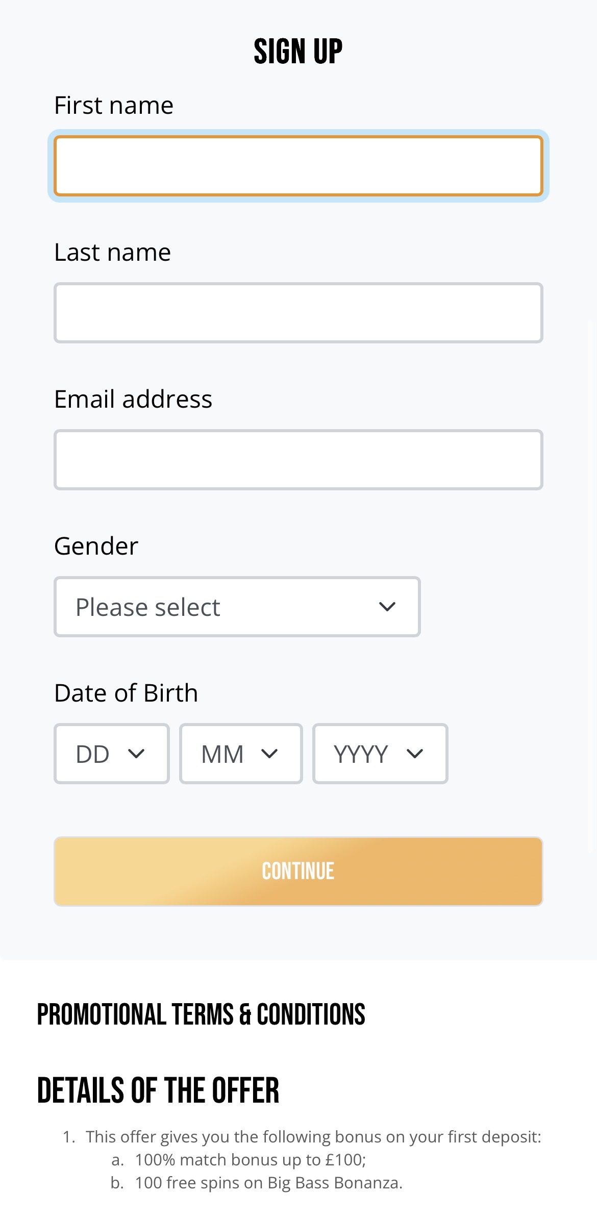 Dream Vegas App Sign Up 1