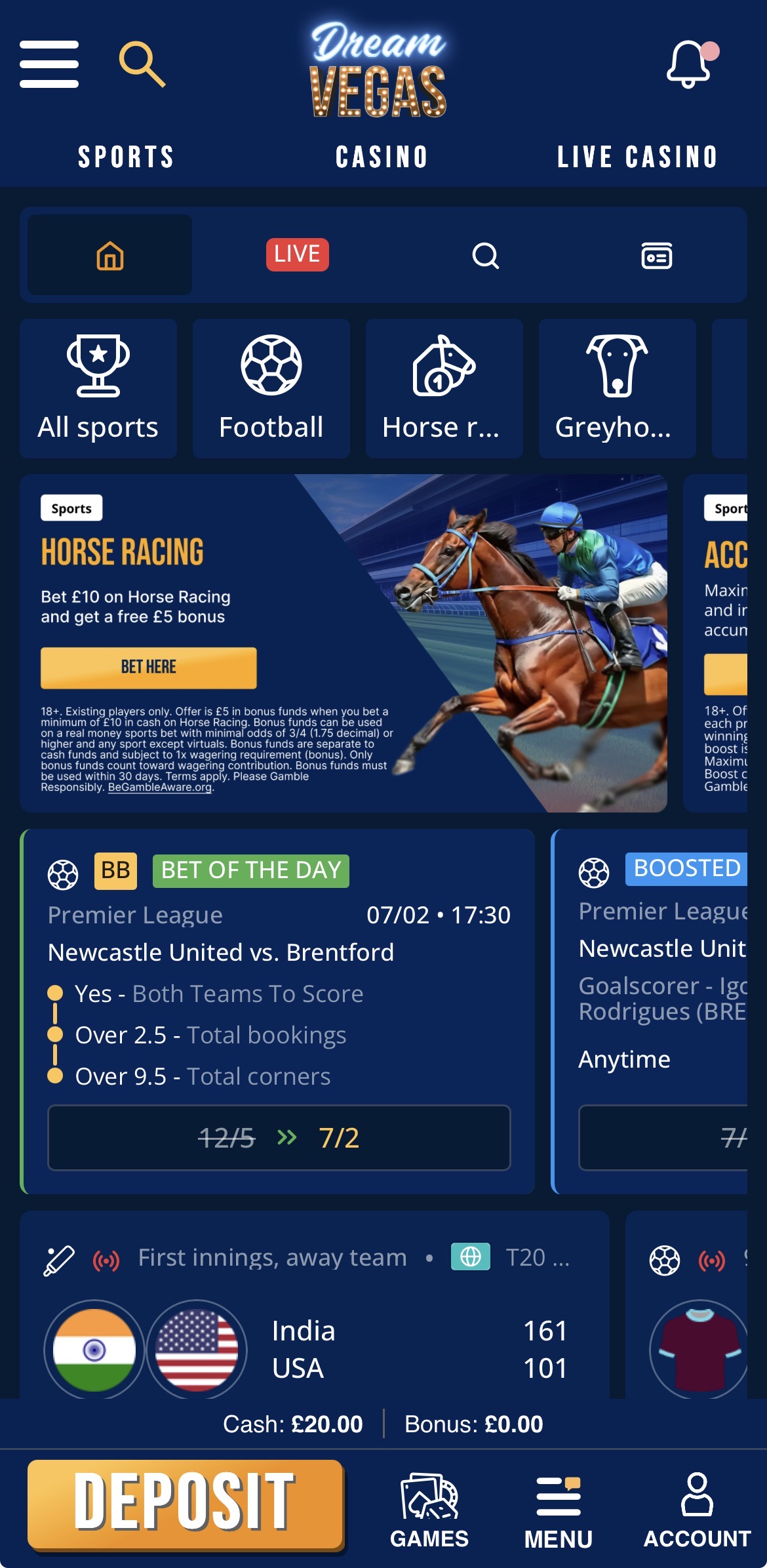 Dream Vegas App Sports 1