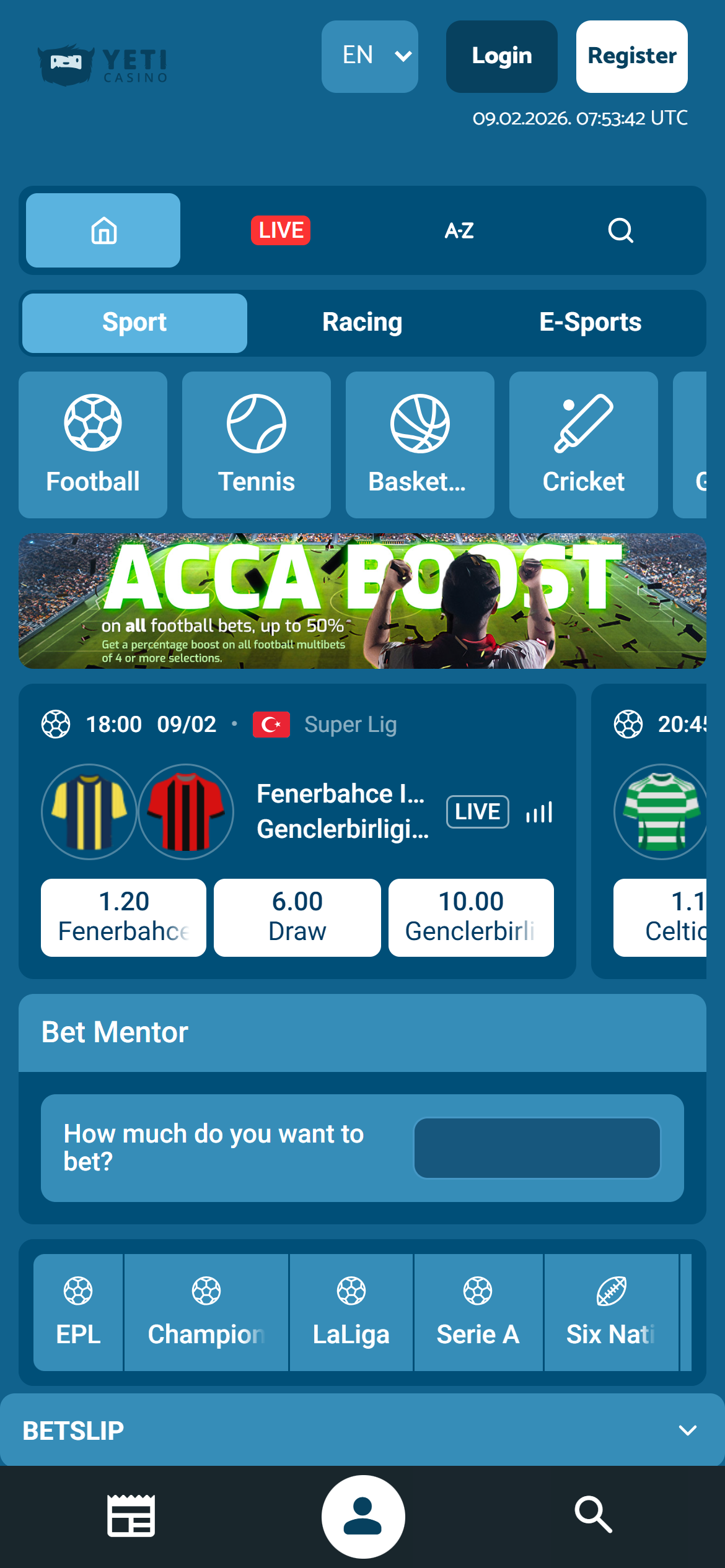 Yeti Casino Sportsbook