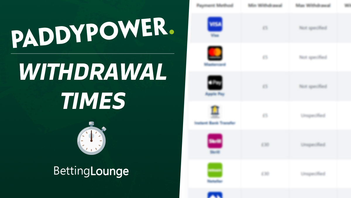 Paddy Power withdrawal times 