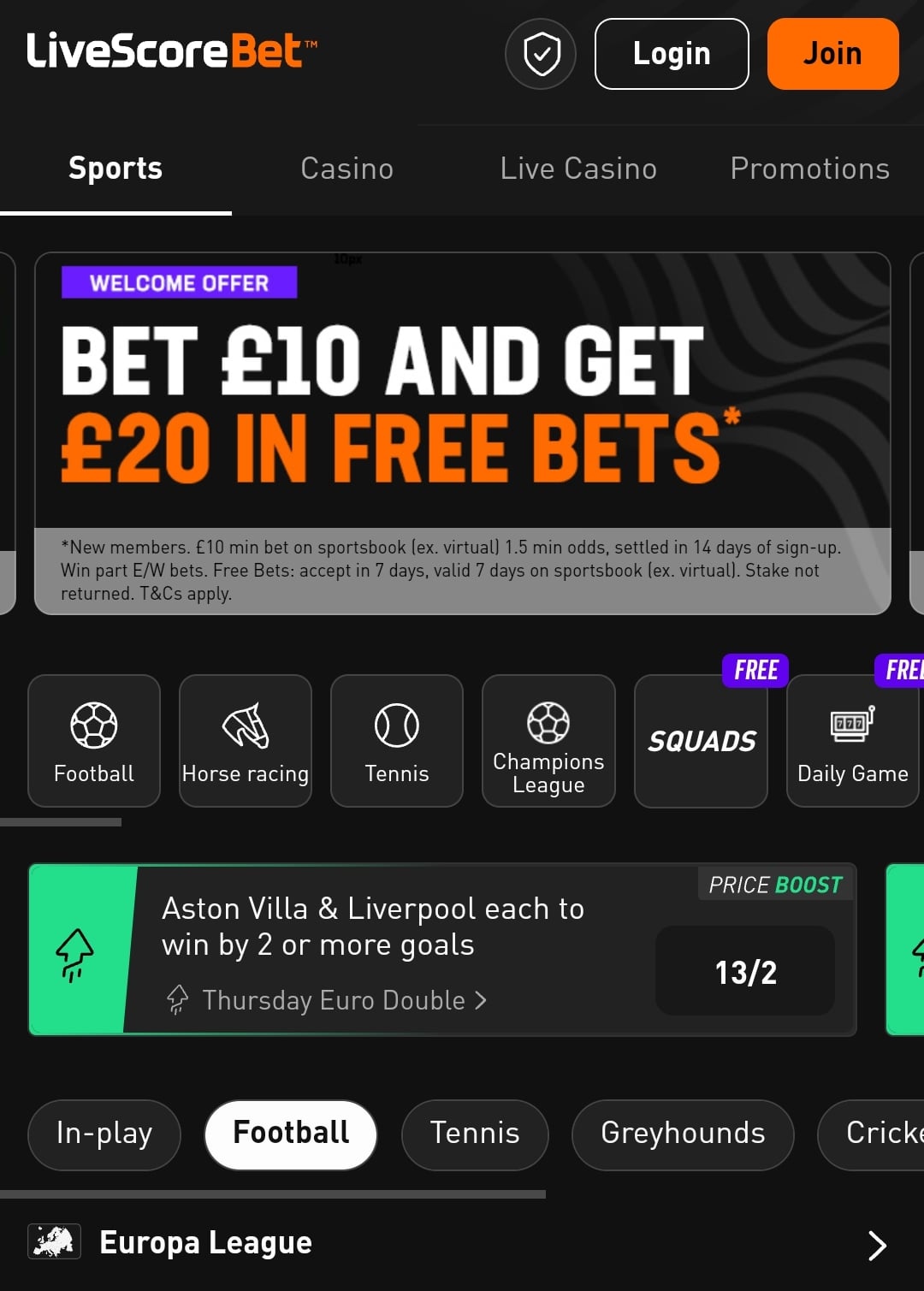 LiveScore Bet Sportsbook