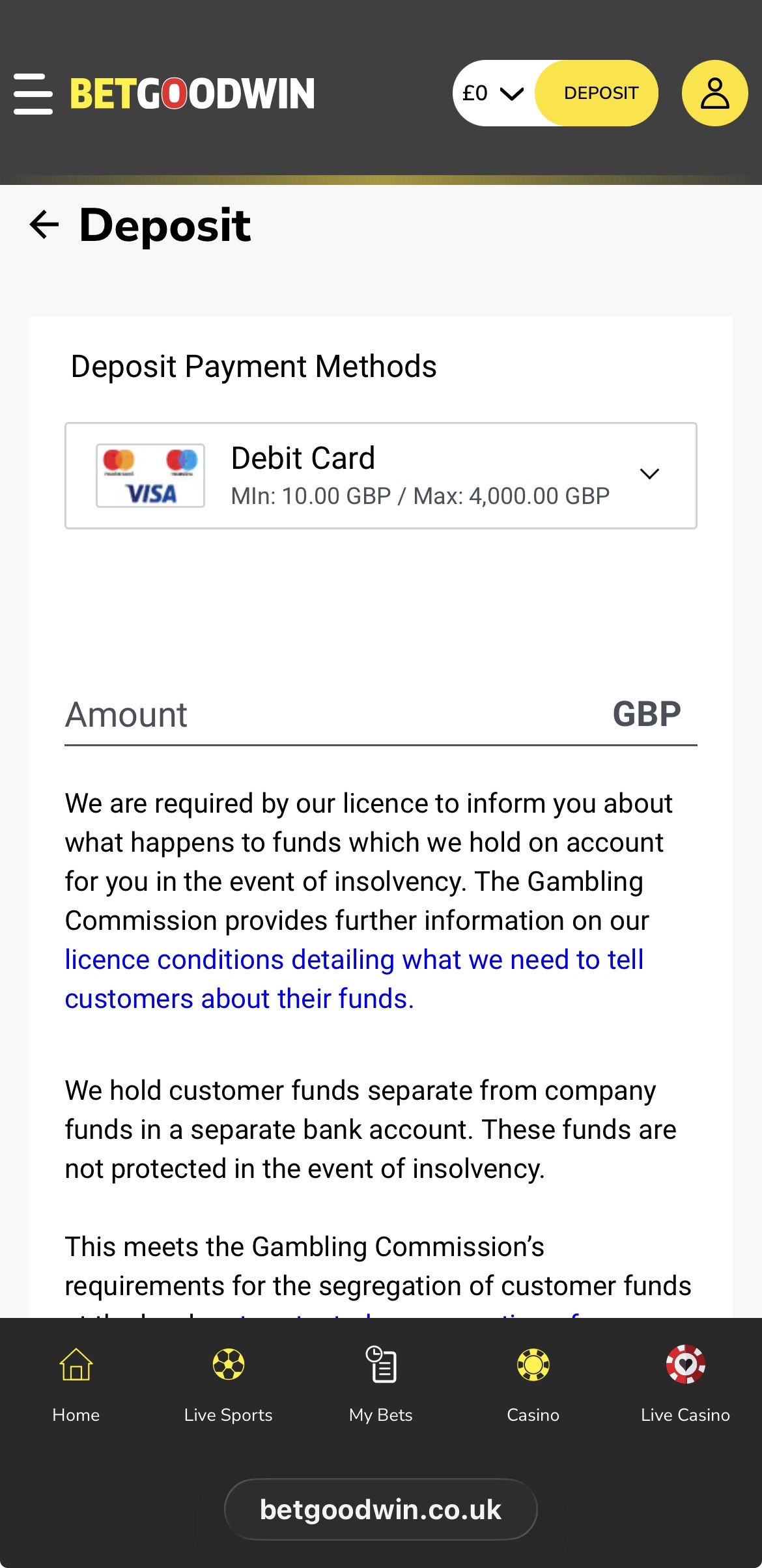 £10 Deposit Sign Up 3