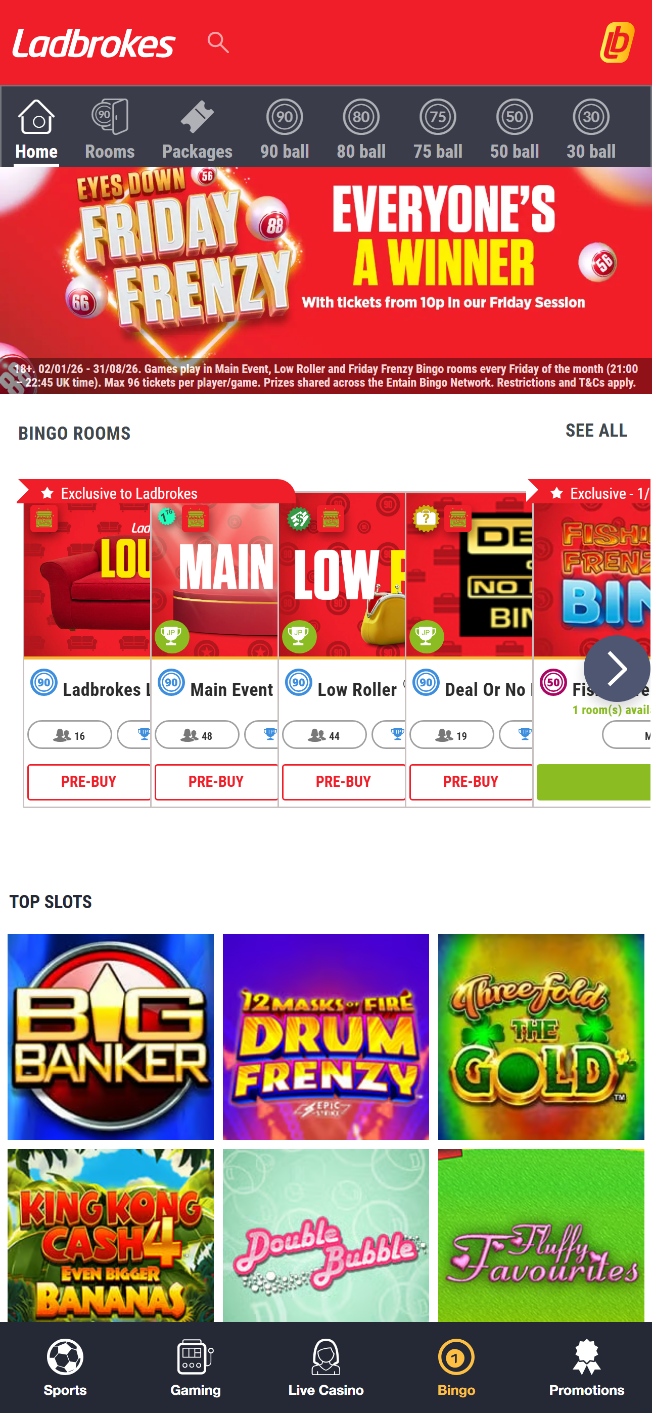 Ladbrokes bingo