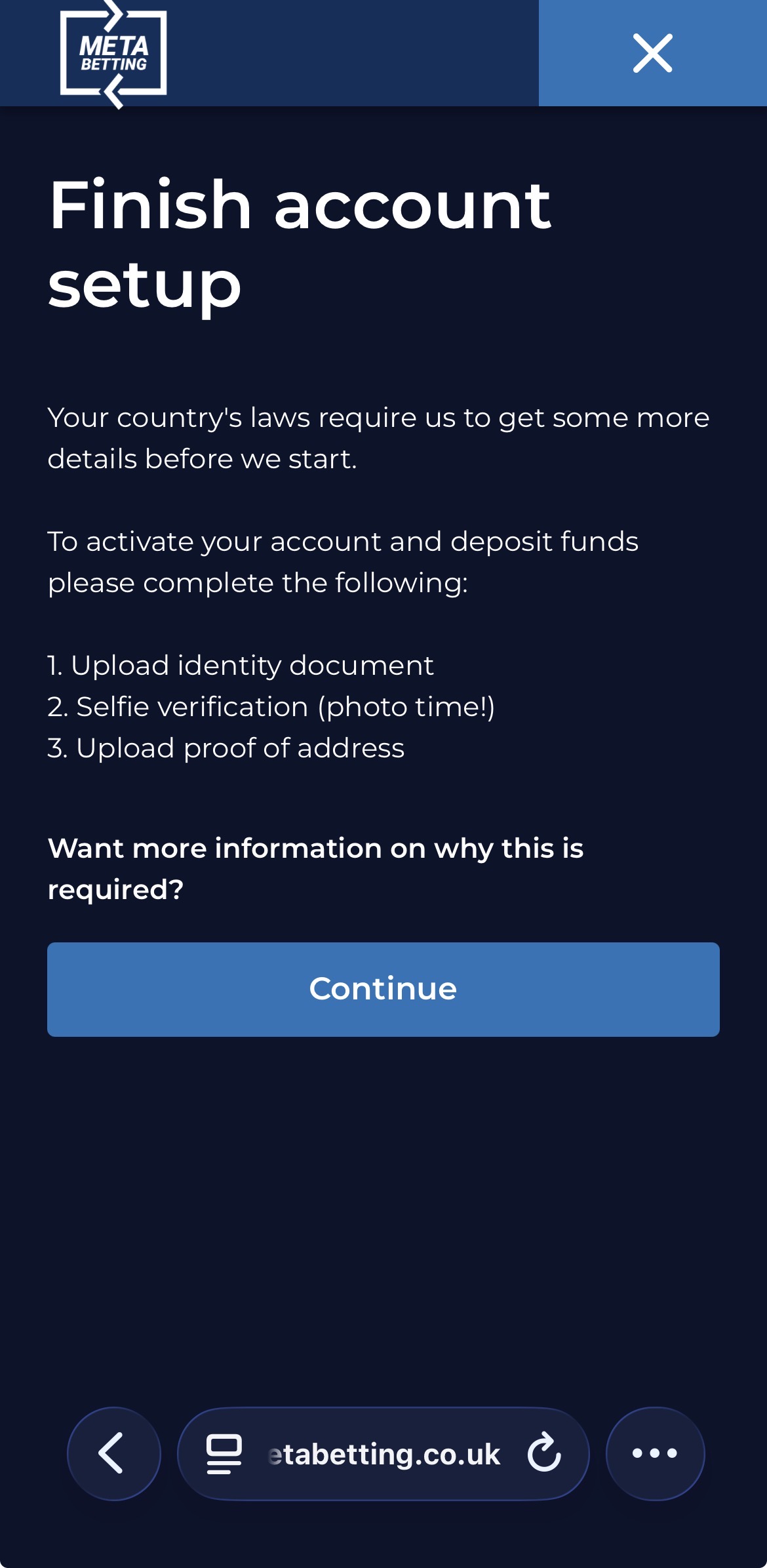 Meta Betting ID Verification