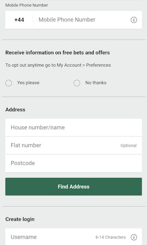 bet365 UK create account details