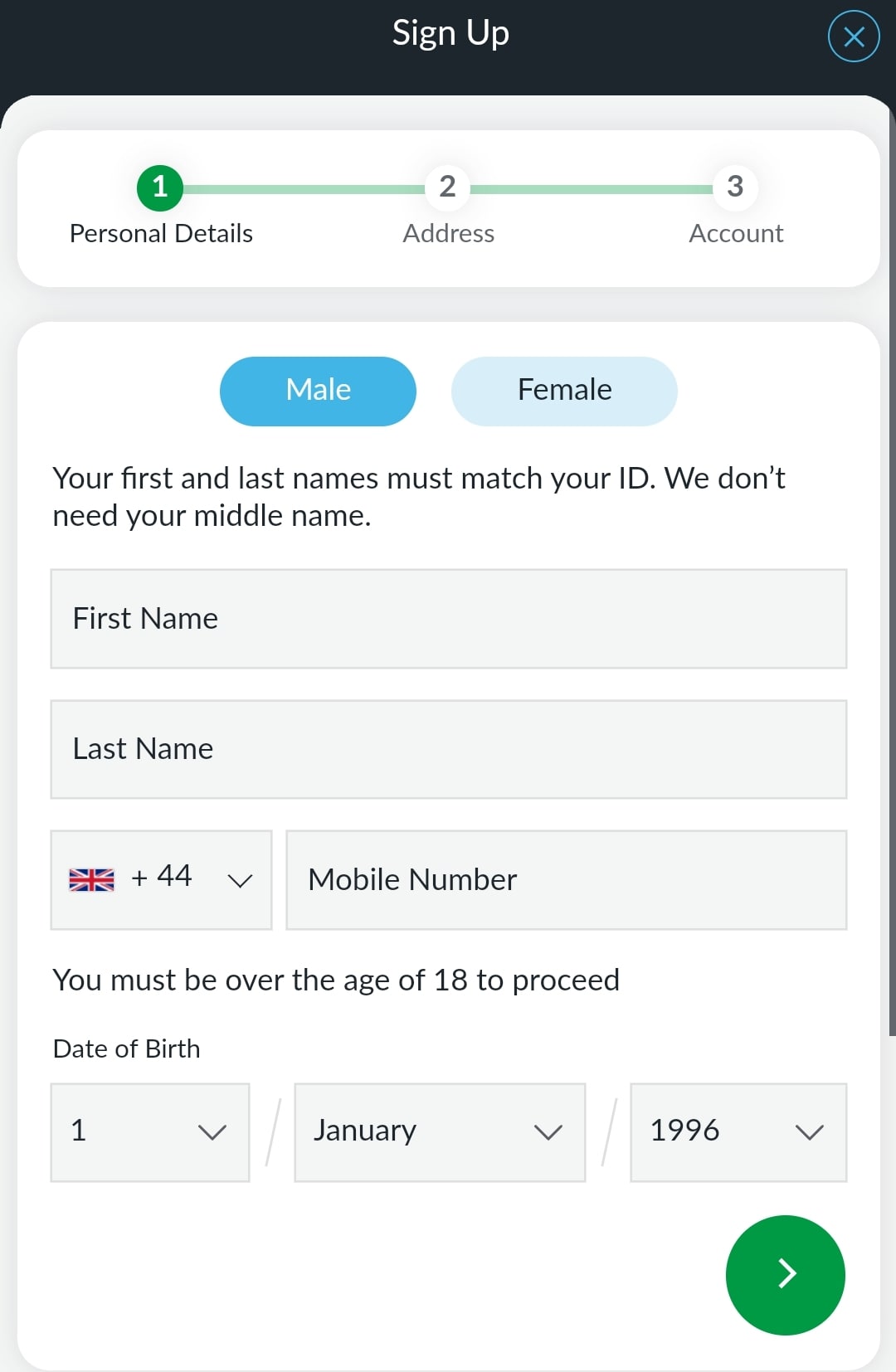 BetVictor Registration 1