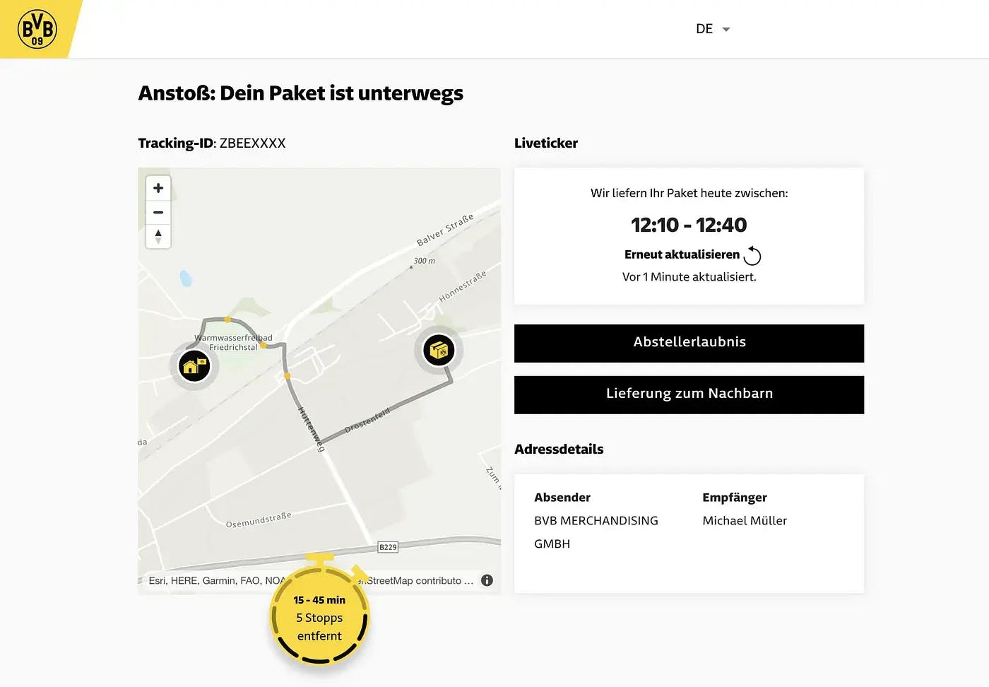BVB parcel tracking