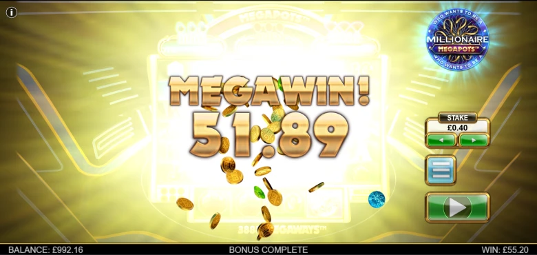 Millionaire Megapots Big Win