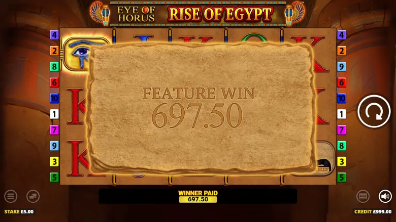 Eye of Horus Rise of Egypt feature win