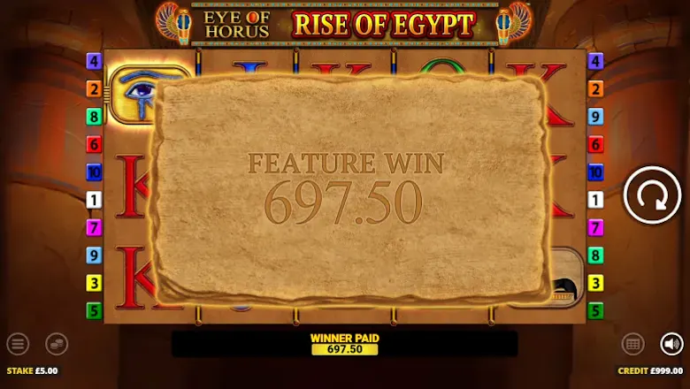 Eye of Horus Rise of Egypt feature win