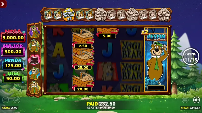 Yogi Bear free spins respin