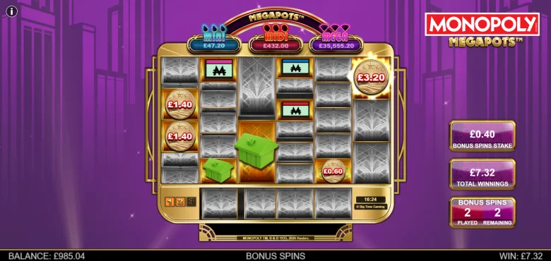 Monopoly Megapots Feature Spin