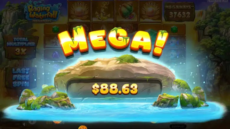 Raging Waterfall Megaways Mega win