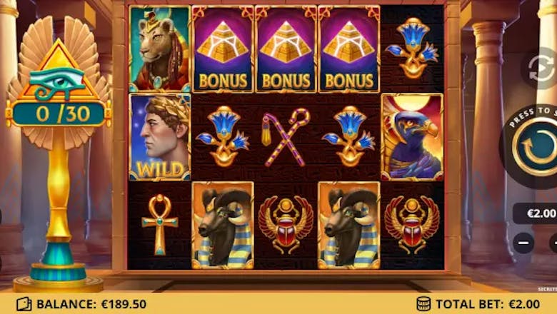 secrets of the nile 2 slot basegame