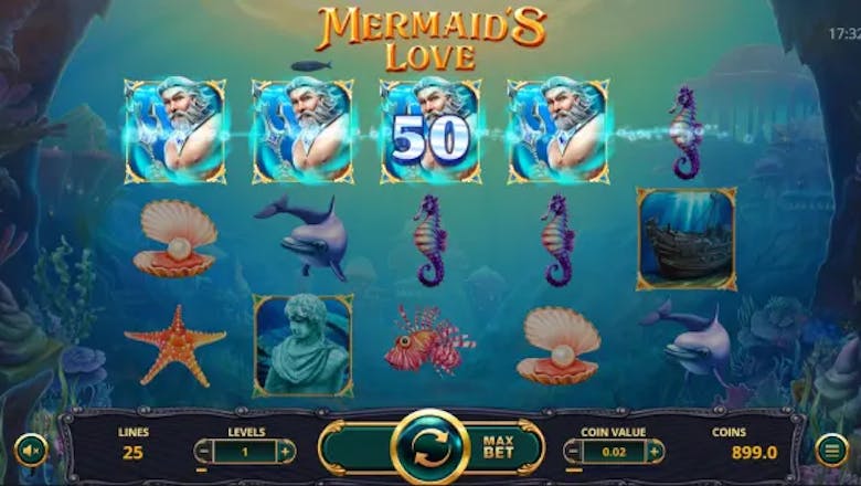 mermaids love slot basegame win