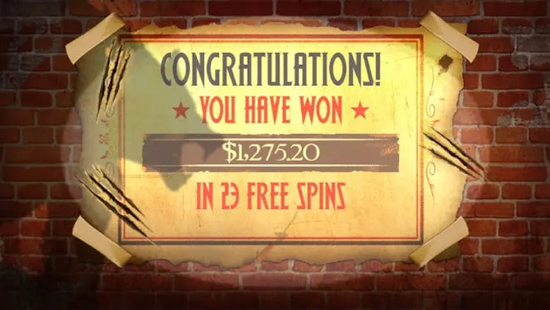 curse of the werewolf megaways win screenshot
