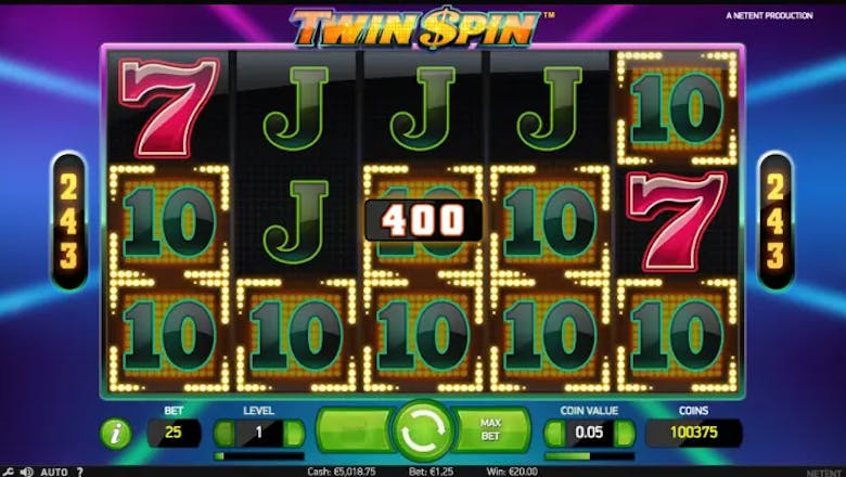 twin spin slot gameplay win