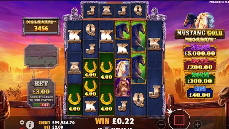 mustang gold megaways slot base game