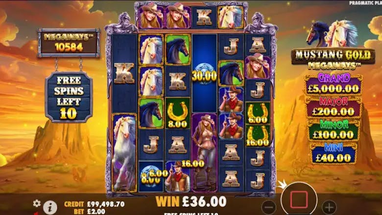 mustang gold megaways slot bonus collect feature
