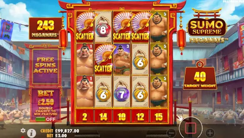 sumo supreme megaways freespins trigger