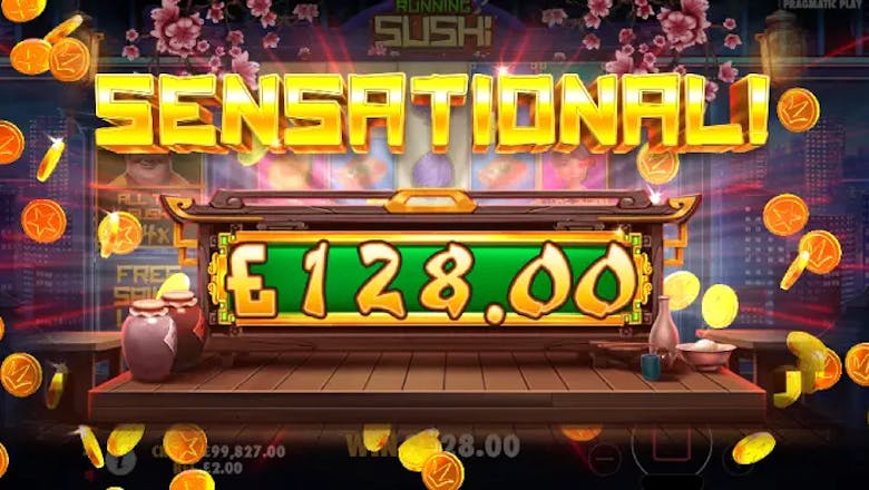 running sushi slot sensational win
