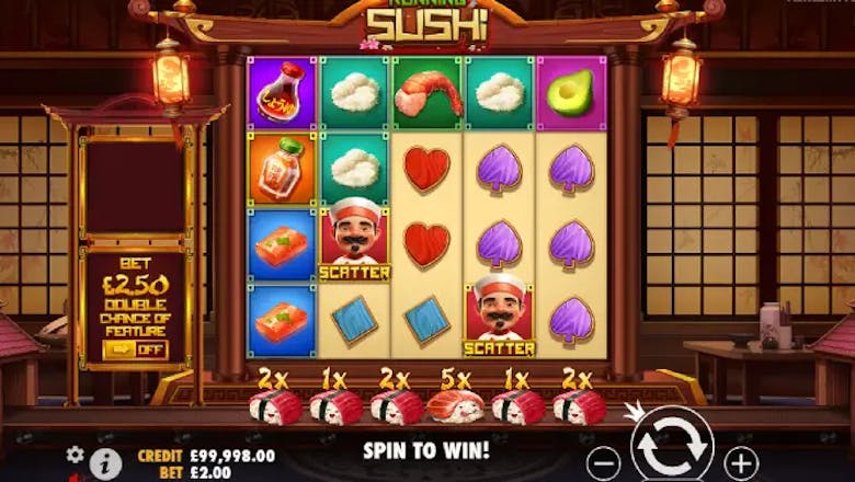 running sushi online slot basegame