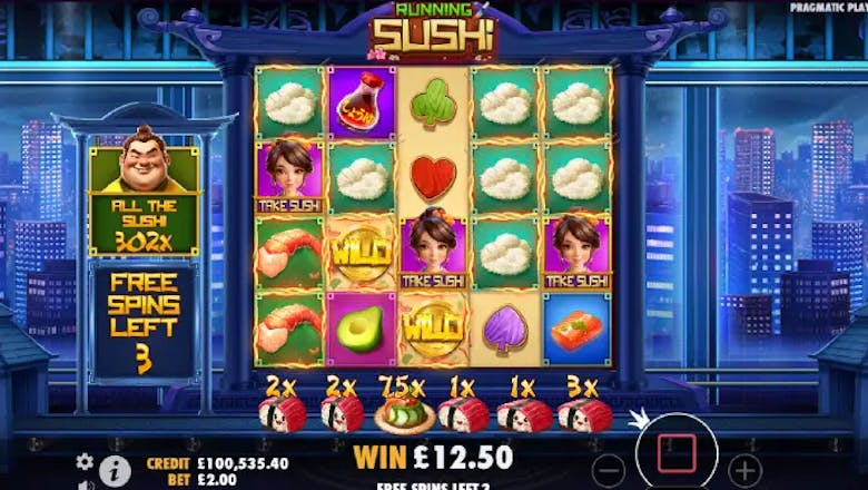 running sushi freespins hit