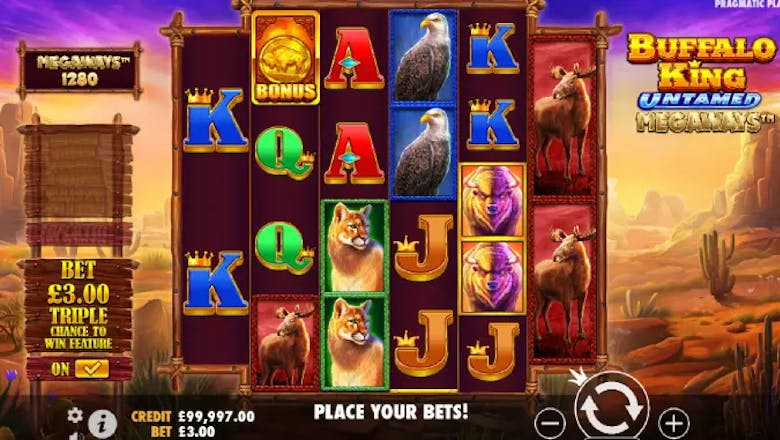 buffalo king untamed megaways slot basegame screenshot