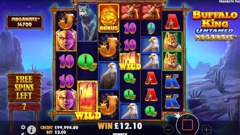 buffalo king untamed megaways freegame win screenshot
