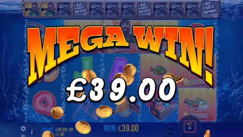 big bass bonanza online slot mega win screenshot