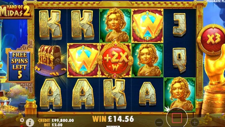 hand of midas 2 slot freespins win