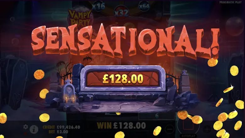 vampy party slot sensational win