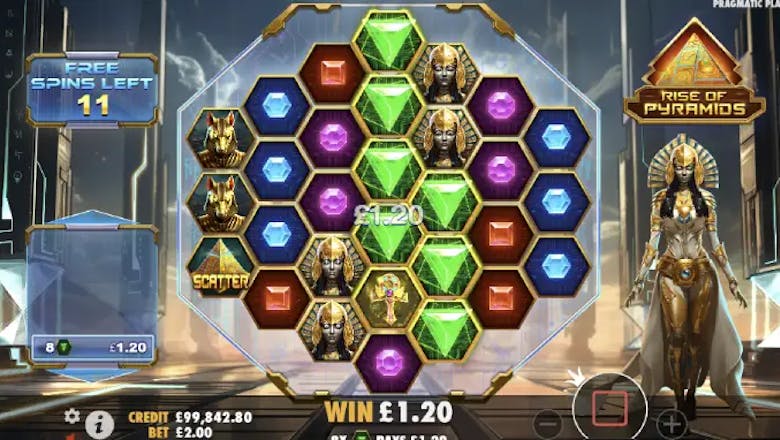 rise of pyramids freespins win