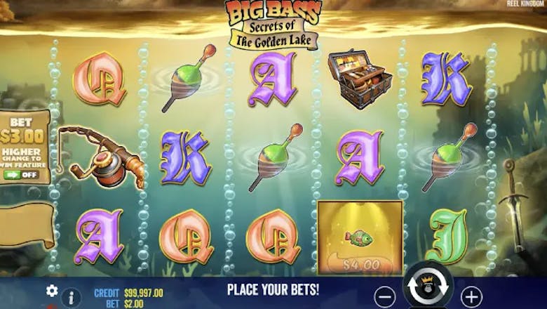 big bass secrets of the golden lake slot basegame